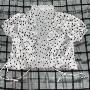 black & white crop top w stars!